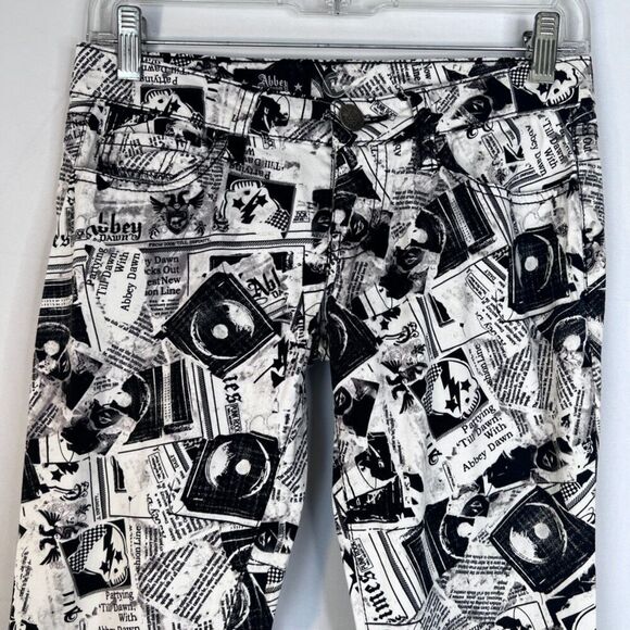 Abbey Dawn by Avril Lavigne Black White Newsprint Goth Punk Skinny Pants JRS 3 - Picture 3 of 12